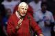 FILE - In this April 27, 2016, file photo, former Indiana basketball coach Bob Knight speaks during campaign stop for Republican presidential candidate Donald Trump in Indianapolis. The Washington Post reports that the FBI and the U.S. Army investigated complaints from four women that Knight groped them or touched them inappropriately during a visit to a U.S. spy agency in 2015. The investigation concluded a year later without charges being filed.(AP Photo/Darron Cummings, File)