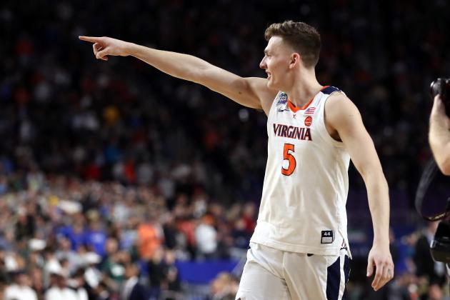 MINNEAPOLIS, MINNESOTA - APRIL 06: Kyle Guy #5 of the Virginia Cavaliers reacts after defeating the Auburn Tigers 63-62 during the 2019 NCAA Final Four semifinal at U.S. Bank Stadium on April 6, 2019 in Minneapolis, Minnesota. (Photo by Streeter Lecka/Getty Images)