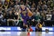 Los Angeles Lakers guard Lonzo Ball (2) brings the ball up court during the first half of an NBA basketball game against the Utah Jazz Friday, Jan. 11, 2019, in Salt Lake City. (AP Photo/Rick Bowmer)