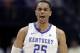 Kentucky forward PJ Washington celebrates after a score against Alabama in the first half of an NCAA college basketball game at the Southeastern Conference tournament Friday, March 15, 2019, in Nashville, Tenn. (AP Photo/Mark Humphrey)
