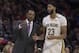 PHILADELPHIA, PA - NOVEMBER 21: Head coach Alvin Gentry of the New Orleans Pelicans talks to Anthony Davis #23 against the Philadelphia 76ers at the Wells Fargo Center on November 21, 2018 in Philadelphia, Pennsylvania. NOTE TO USER: User expressly acknowledges and agrees that, by downloading and or using this photograph, User is consenting to the terms and conditions of the Getty Images License Agreement. (Photo by Mitchell Leff/Getty Images)