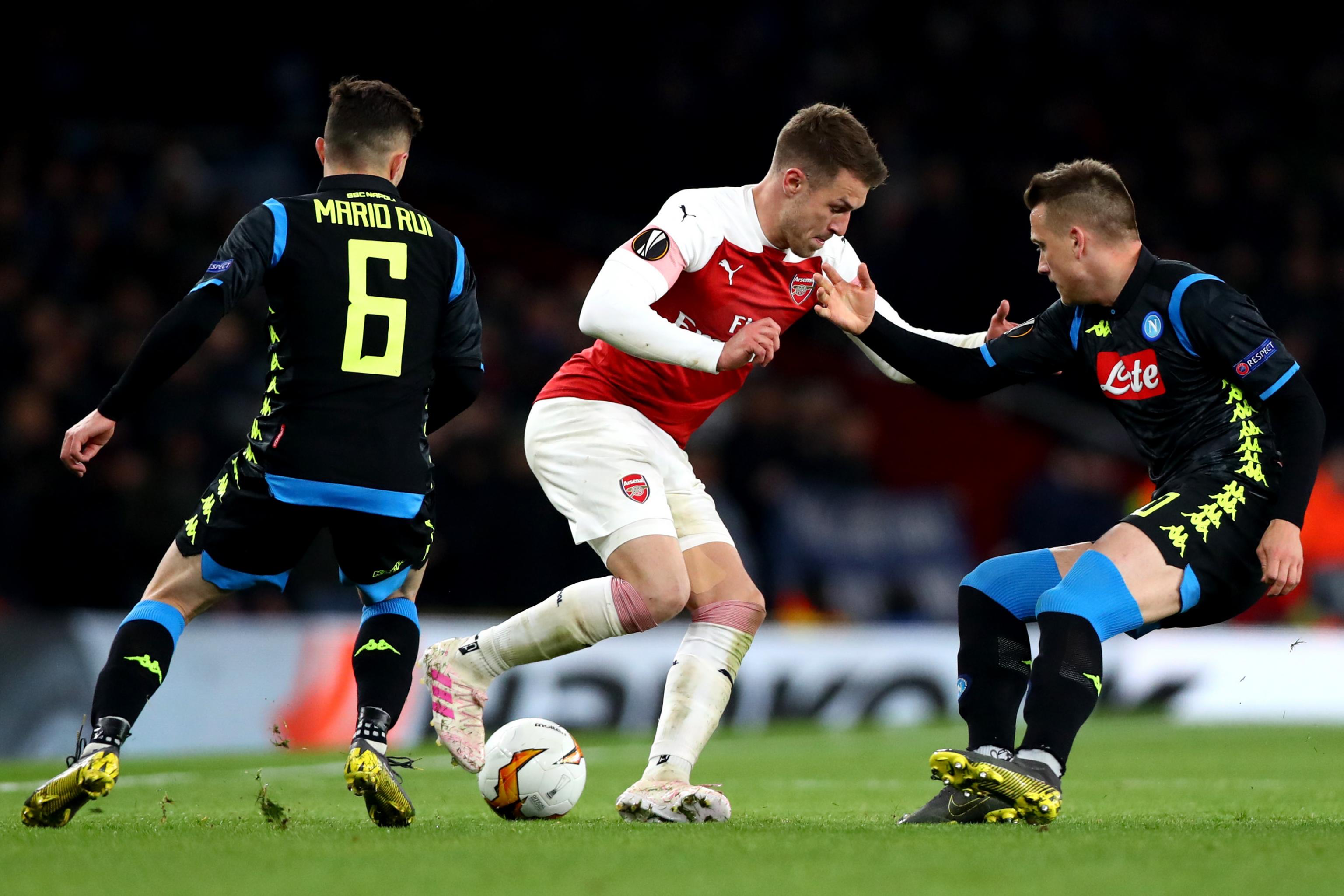 Image result for images of Aaron Ramsey against Napoli