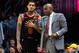 CLEVELAND, OH - FEBRUARY 5: Jordan Clarkson #8 talks with head coach Larry Drew of the Cleveland Cavaliers during the second half against the Boston Celtics at Quicken Loans Arena on February 5, 2019 in Cleveland, Ohio. The Celtics defeated the Cavaliers 103-96. NOTE TO USER: User expressly acknowledges and agrees that, by downloading and/or using this photograph, user is consenting to the terms and conditions of the Getty Images License Agreement. (Photo by Jason Miller/Getty Images)