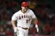ANAHEIM, CALIFORNIA - APRIL 09: Mike Trout #27 of the Los Angeles Angels of Anaheim runs to first base after hitting a single during the second inning of a game against the Milwaukee Brewers at Angel Stadium of Anaheim on April 09, 2019 in Anaheim, California. (Photo by Sean M. Haffey/Getty Images)