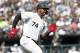CHICAGO, ILLINOIS - APRIL 06: Eloy Jimenez #74 of the Chicago White Sox runs to first base after his single during the fourth inning against the Seattle Mariners at Guaranteed Rate Field on April 06, 2019 in Chicago, Illinois. (Photo by Nuccio DiNuzzo/Getty Images)