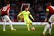 MANCHESTER, ENGLAND - APRIL 10: Barcelona player Lionel Messi in action during the UEFA Champions League Quarter Final first leg match between Manchester United and FC Barcelona at Old Trafford on April 10, 2019 in Manchester, England. (Photo by Stu Forster/Getty Images)