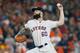 HOUSTON, TX - OCTOBER 16: Dallas Keuchel #60 of the Houston Astros pitches in the first inning against the Boston Red Sox during Game Three of the American League Championship Series at Minute Maid Park on October 16, 2018 in Houston, Texas. (Photo by Bob Levey/Getty Images)