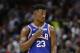 MIAMI, FLORIDA - APRIL 09: Jimmy Butler #23 of the Philadelphia 76ers looks on against the Miami Heat during the first half at American Airlines Arena on April 09, 2019 in Miami, Florida. NOTE TO USER: User expressly acknowledges and agrees that, by downloading and or using this photograph, User is consenting to the terms and conditions of the Getty Images License Agreement. (Photo by Michael Reaves/Getty Images)