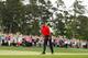 AUGUSTA, GEORGIA - APRIL 14: (Sequence frame 12 of 12) Tiger Woods of the United States celebrates after making his putt on the 18th green to win the Masters at Augusta National Golf Club on April 14, 2019 in Augusta, Georgia. (Photo by Kevin C. Cox/Getty Images)