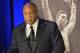 Former heavyweight boxing champion George Foreman gives a stern look to Muhammad Ali during the Sports Illustrated Legacy Awards Thursday, Oct. 1, 2015, in Louisville, Ky. Sports Illustrated announced that it will dedicate the franchise's Sportsman Legacy Award in the name of boxing legend Muhammad Ali. (AP Photo/Timothy D. Easley)