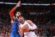 PORTLAND, OR - APRIL 14: Enes Kanter #00 of the Portland Trail Blazers drives to the basket against the Oklahoma City Thunder during Game One of Round One of the 2019 NBA Playoffs on April 14, 2019 at the Moda Center Arena in Portland, Oregon. NOTE TO USER: User expressly acknowledges and agrees that, by downloading and or using this photograph, user is consenting to the terms and conditions of the Getty Images License Agreement. Mandatory Copyright Notice: Copyright 2019 NBAE (Photo by Sam Forencich/NBAE via Getty Images)