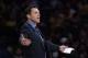 Los Angeles Lakers coach Luke Walton gestures during the second half of the team's NBA basketball game against the Portland Trail Blazers on Tuesday, April 9, 2019, in Los Angeles. The Trail Blazers won 104-101. (AP Photo/Mark J. Terrill)