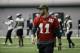 Philadelphia Eagles quarterback Carson Wentz walks onto the field during practice at the team's NFL football training facility in Philadelphia, Friday, Jan. 11, 2019. The Eagles will play the New Orleans Saints in a divisional playoff game on Sunday in New Orleans.(AP Photo/Matt Rourke)