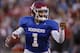 Oklahoma quarterback Jalen Hurts (1) gestures during an NCAA college football intra-squad spring game in Norman, Okla., Friday, April 12, 2019. (AP Photo/Sue Ogrocki)