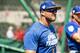 FT. MYERS, FL - MARCH 9: Tim Tebow #15 of the New York Mets warms up before a game against the Boston Red Sox on March 9, 2019 at JetBlue Park at Fenway South in Fort Myers, Florida. (Photo by Billie Weiss/Boston Red Sox/Getty Images)
