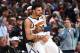 DENVER, CO - APRIL 16: Jamal Murray #27 of the Denver Nuggets reacts to a play during Game Two of Round One of the 2019 NBA Playoffs on on April 16, 2019 at the Pepsi Center in Denver, Colorado. NOTE TO USER: User expressly acknowledges and agrees that, by downloading and/or using this Photograph, user is consenting to the terms and conditions of the Getty Images License Agreement. Mandatory Copyright Notice: Copyright 2019 NBAE (Photo by Garrett Ellwood/NBAE via Getty Images)