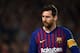 BARCELONA, SPAIN - APRIL 16: Lionel Messi of FC Barcelona looks on during the UEFA Champions League Quarter Final second leg match between FC Barcelona and Manchester United at Camp Nou on April 16, 2019 in Barcelona, Spain. (Photo by Etsuo Hara/Getty Images)