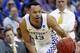Kentucky's Jemarl Baker Jr. moves the ball against Wofford during the second half of the second round of a men's college basketball game in the NCAA Tournament in Jacksonville, Fla., Saturday, March 23, 2019. (AP Photo/Stephen B. Morton)