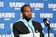 TORONTO, CANADA - APRIL 16: Kawhi Leonard #2 of the Toronto Raptors speaks to the media following Game Two of Round One of the 2019 NBA Playoffs on April 16, 2019 at the Scotiabank Arena in Toronto, Ontario, Canada. NOTE TO USER: User expressly acknowledges and agrees that, by downloading and or using this Photograph, user is consenting to the terms and conditions of the Getty Images License Agreement. Mandatory Copyright Notice: Copyright 2019 NBAE (Photo by Ron Turenne/NBAE via Getty Images)