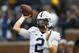 Penn State quarterback Tommy Stevens warms up before an NCAA college football game against Michigan in Ann Arbor, Mich., Saturday, Nov. 3, 2018. (AP Photo/Paul Sancya)