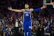 PHILADELPHIA, PA - APRIL 15: Ben Simmons #25 of the Philadelphia 76ers reacts during action against the Brooklyn Nets in the fourth quarter of Game Two of Round One of the 2019 NBA Playoffs at the Wells Fargo Center on April 15, 2019 in Philadelphia, Pennsylvania. The 76ers defeated the Nets 145-123. NOTE TO USER: User expressly acknowledges and agrees that, by downloading and or using this photograph, User is consenting to the terms and conditions of the Getty Images License Agreement. (Photo by Mitchell Leff/Getty Images)