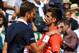 Serbia's Novak Djokovic (2R, UP) and Russia's Daniil Medvedev talk to each other at the end of the quarter final tennis match on the day 7 of the Monte-Carlo ATP Masters Series tournament on April 19, 2019 in Monaco. (Photo by YANN COATSALIOU / AFP) (Photo credit should read YANN COATSALIOU/AFP/Getty Images)