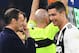 Juventus' Italian coach Massimiliano Allegri (L) speaks with Juventus' Portuguese forward Cristiano Ronaldo during the Italian Serie A football match between Napoli and Juventus on March 3, 2019, at the San Paolo Stadium in Naples. (Photo by Alberto PIZZOLI / AFP) (Photo credit should read ALBERTO PIZZOLI/AFP/Getty Images)