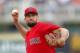 Boston Red Sox starting pitcher Nathan Eovaldi warms up before a spring training baseball game against the Minnesota Twins, Monday, March 18, 2019, in Fort Myers, Fla. (AP Photo/John Bazemore)