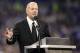 INDIANAPOLIS, INDIANA - NOVEMBER 18: Jim Irsay the owner of the Indaianpolis Colts speaks to the fans at Reggie Wayne's induction to the Ring of Honor at Lucas Oil Stadium on November 18, 2018 in Indianapolis, Indiana. (Photo by Andy Lyons/Getty Images)