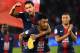 Paris Saint-Germain's Brazilian forward Neymar (Up) celebrates with Paris Saint-Germain's French defender Presnel Kimpembe during the French L1 football match between Paris Saint-Germain (PSG) and Monaco (ASM) on April 21, 2019 at the Parc des Princes stadium in Paris. (Photo by FRANCK FIFE / AFP) (Photo credit should read FRANCK FIFE/AFP/Getty Images)