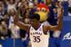 LAWRENCE, KANSAS - DECEMBER 01: Udoka Azubuike #35 of the Kansas Jayhawks celebrates after scoring during the game against the Stanford Cardinal at Allen Fieldhouse on December 01, 2018 in Lawrence, Kansas. (Photo by Jamie Squire/Getty Images)