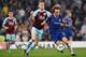 Burnley's English striker Ashley Barnes (CR) vies with Chelsea's Brazilian defender David Luiz (R) during the English Premier League football match between Chelsea and Burnley at Stamford Bridge in London on April 22, 2019. (Photo by Glyn KIRK / AFP) / RESTRICTED TO EDITORIAL USE. No use with unauthorized audio, video, data, fixture lists, club/league logos or 'live' services. Online in-match use limited to 120 images. An additional 40 images may be used in extra time. No video emulation. Social media in-match use limited to 120 images. An additional 40 images may be used in extra time. No use in betting publications, games or single club/league/player publications. / (Photo credit should read GLYN KIRK/AFP/Getty Images)