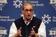 FILE - In this April 19, 2018, file photo, New York Giants Dave Gettleman speaks to reporters during a press conference in East Rutherford, N.J. If the new general manager is convinced there is a guy who can lead to the team to a couple of Super Bowls _ and the Cleveland Browns haven’t taken him _ the Giants grab a quarterback. It’s that simple when you are coming off a 3-13 season and Eli Manning is 37 years old. (AP Photo/Julio Cortez, File)