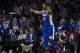 PHILADELPHIA, PA - APRIL 23: Joel Embiid #21 of the Philadelphia 76ers reacts against the Brooklyn Nets in the first quarter of Game Five of Round One of the 2019 NBA Playoffs at the Wells Fargo Center on April 23, 2019 in Philadelphia, Pennsylvania. NOTE TO USER: User expressly acknowledges and agrees that, by downloading and or using this photograph, User is consenting to the terms and conditions of the Getty Images License Agreement. (Photo by Mitchell Leff/Getty Images)