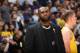 LOS ANGELES, CA - APRIL 9: LeBron James #23 of the Los Angeles Lakers looks on against the Portland Trail Blazers on April 9, 2019 at STAPLES Center in Los Angeles, California. NOTE TO USER: User expressly acknowledges and agrees that, by downloading and/or using this Photograph, user is consenting to the terms and conditions of the Getty Images License Agreement. Mandatory Copyright Notice: Copyright 2019 NBAE (Photo by Andrew D. Bernstein/NBAE via Getty Images)