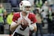Arizona Cardinals quarterback Josh Rosen drops back to pass against the Seattle Seahawks during the first half of an NFL football game, Sunday, Dec. 30, 2018, in Seattle. (AP Photo/Ted S. Warren)