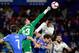 Getafe's Spanish goalkeeper David Soria (2L) clears the ball during the Spanish league football match between Getafe CF and Real Madrid CF at the Col. Alfonso Perez stadium in Getafe on April 25, 2019. (Photo by JAVIER SORIANO / AFP) (Photo credit should read JAVIER SORIANO/AFP/Getty Images)