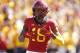 Iowa State wide receiver Hakeem Butler (18) celebrates after catching a 24-yard touchdown pass in the first half of an NCAA college football game against Akron, Saturday, Sept. 22, 2018, in Ames, Iowa. (AP Photo/Charlie Neibergall)