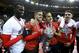 PARIS, FRANCE - APRIL 27: MBaye Niang, Hatem Ben Arfa, Mehdi Zeffane, Adrien Hunou of Stade Rennais celebrate their victory following the French Cup Final (Coupe de France) between Stade Rennais (Rennes) and Paris Saint-Germain (PSG) at Stade de France on April 27, 2019 in Saint-Denis near Paris, France. (Photo by Jean Catuffe/Getty Images)