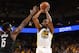 OAKLAND, CA - APRIL 28: Kevin Durant #35 of the Golden State Warriors shoots the ball against the Houston Rockets during the Western Conference Semi-Finals of the NBA Playoffs on April 28, 2019 at ORACLE Arena in Oakland, California. NOTE TO USER: User expressly acknowledges and agrees that, by downloading and or using this photograph, user is consenting to the terms and conditions of Getty Images License Agreement. Mandatory Copyright Notice: Copyright 2019 NBAE (Photo by Andrew D. Bernstein/NBAE via Getty Images)