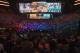 FILE - In this July 28, 2018, file photo, fans watch the competition between Philadelphia Fusion and London Spitfire during the Overwatch League Grand Finals competition at Barclays Center in the Brooklyn borough of New York. With eight new franchises and plans to take its regular season on the road for the first time, the Overwatch League is opening its second year a few steps closer to its goal of becoming a truly global, city-based esports league. (AP Photo/Mary Altaffer, File)