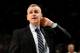 PORTLAND, OREGON - APRIL 23: Billy Donovan of the Oklahoma City Thunder reacts to an officials call during the second half of Game Five of the Western Conference quarterfinals against the Portland Trail Blazers during the 2019 NBA Playoffs at Moda Center on April 23, 2019 in Portland, Oregon. The Blazers won 118-115. NOTE TO USER: User expressly acknowledges and agrees that, by downloading and or using this photograph, User is consenting to the terms and conditions of the Getty Images License Agreement. (Photo by Steve Dykes/Getty Images)