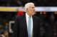 San Antonio Spurs head coach Gregg Popovich in the first half of Game 7 of an NBA basketball first-round playoff series Saturday, April 27, 2019, in Denver. (AP Photo/David Zalubowski)