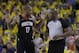 Houston Rockets forward PJ Tucker (17) gestures while talking to referee Courtney Kirkland during the second half of Game 1 of a second-round NBA basketball playoff series between the Golden State Warriors and the Rockets in Oakland, Calif., Sunday, April 28, 2019. (AP Photo/Jeff Chiu)