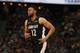 Washington Wizards forward Jabari Parker (12) in the second half of an NBA basketball game Sunday, March 31, 2019, in Denver. The Wizards won 95-90. (AP Photo/David Zalubowski)