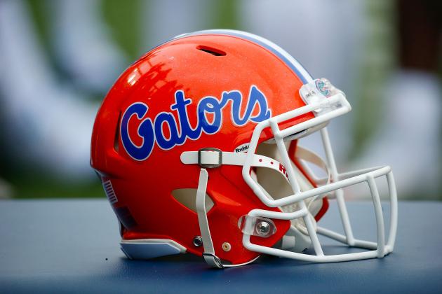 NASHVILLE, TN - OCTOBER 13:  A helmet of the Florida Gators rests on the sideline during a game against the Vanderbilt Commodores at Vanderbilt Stadium on October 13, 2018 in Nashville, Tennessee.  (Photo by Frederick Breedon/Getty Images)