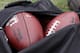 HOUSTON, TX - FEBRUARY 03: A view of footballs with the Super Bowl LI and Atlanta Falcons logos at the Super Bowl LI practice on February 3, 2017 in Houston, Texas. (Photo by Tim Warner/Getty Images)