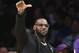LOS ANGELES, CA - APRIL 9: LeBron James #23 of the Los Angeles Lakers reacts against the Portland Trail Blazers on April 9, 2019 at STAPLES Center in Los Angeles, California. NOTE TO USER: User expressly acknowledges and agrees that, by downloading and/or using this Photograph, user is consenting to the terms and conditions of the Getty Images License Agreement. Mandatory Copyright Notice: Copyright 2019 NBAE (Photo by Chris Elise/NBAE via Getty Images)
