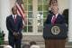 WASHINGTON, DC - MAY 06: U.S. President Donald Trump speaks as professional golfer and business partner Tiger Woods looks on during the Medal of Freedom ceremony in the Rose Garden at the White House May 06, 2019 in Washington, DC. Trump announced he would give the nation’s highest civilian honor to Woods, 43, in honor of his Masters victory last month. (Photo by Chip Somodevilla/Getty Images)