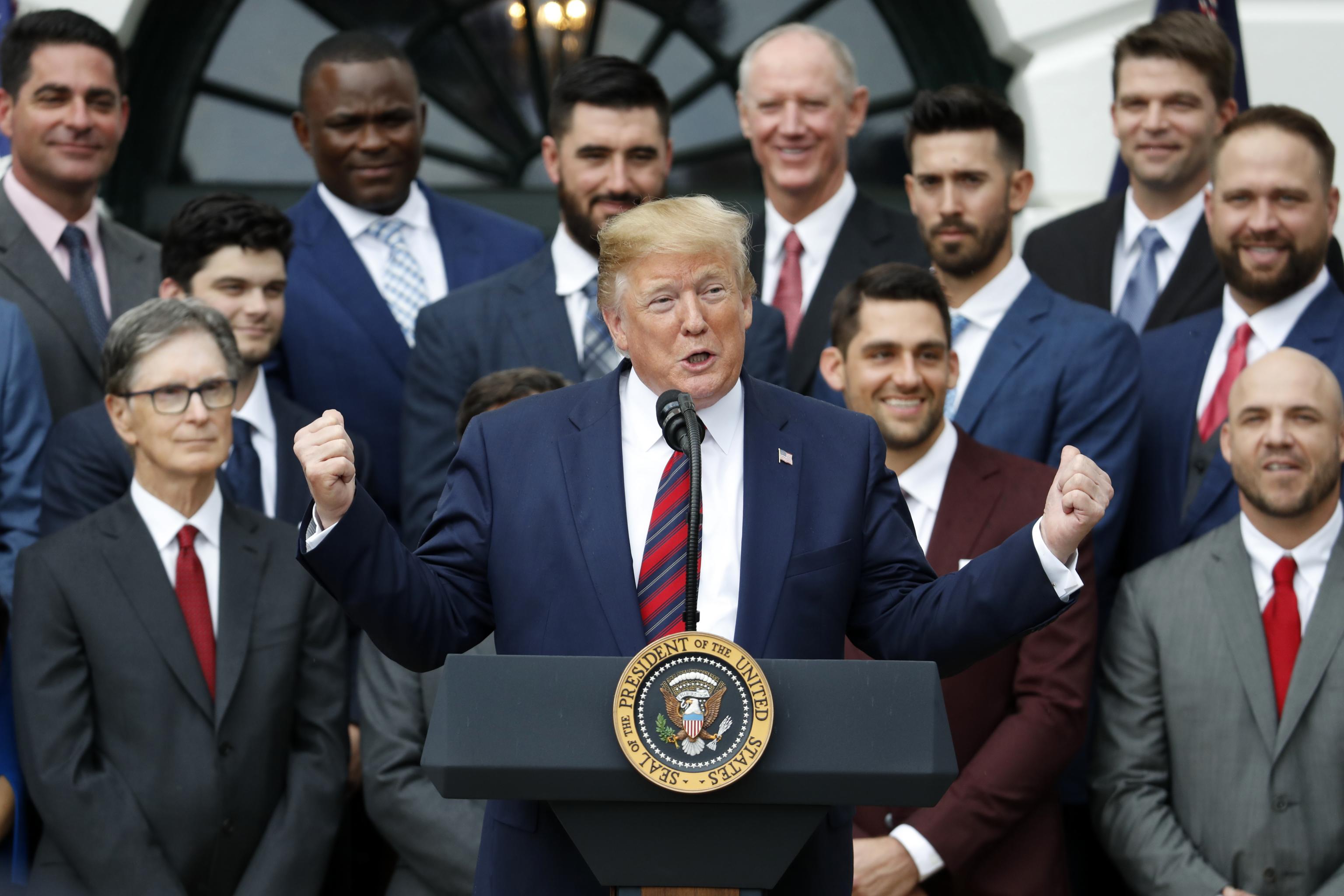 Which Boston Red Sox players, coaches attended White House visit to  celebrate 2018 World Series with President Donald Trump? 